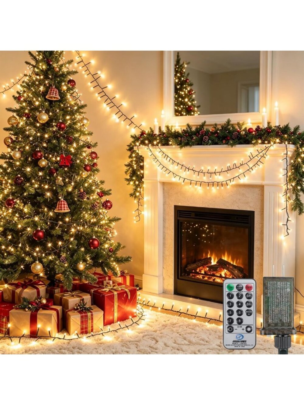 Christmas Lights Plug-in 40FT 1200LEDs Cluster String Lights Indoor Outdoor